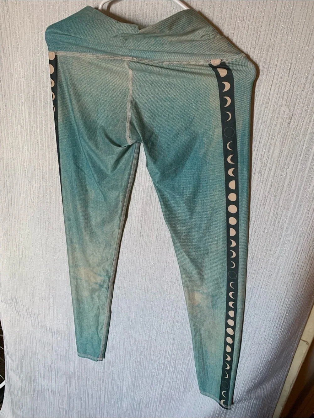 Teeki- Women’s M- Teal Gradient Moon-Stripe Leggings - Made in 🇺🇸 - Picture 1 of 6